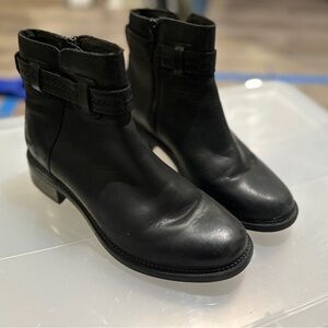 Clarks Black Leather Ankle Booties